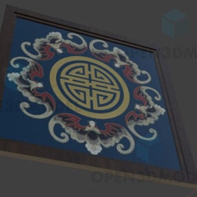 Orientalna tekstura ramki ze wzorem azjatyckiego projektu Model 3D