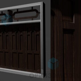 Porta de madeira para casa com moldura na parte superior Modelo 3D