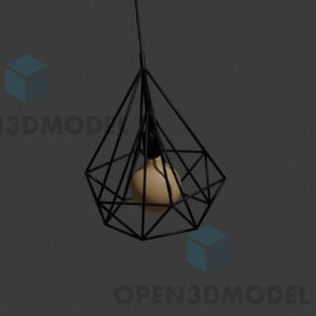 3d модель промислового підвісного світильника, що висить на стелі