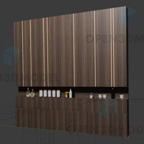 Kabinet Dapur Dengan Periuk Pasu Hiasan Model 3d