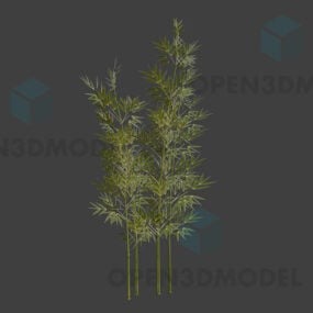 Árbol de planta de bambú, modelo 3d de arbusto de bambú