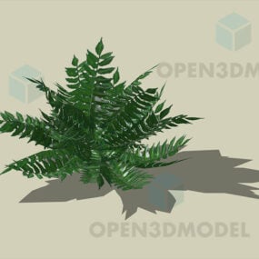 3D-Modell einer Low-Poly-Farnpflanze