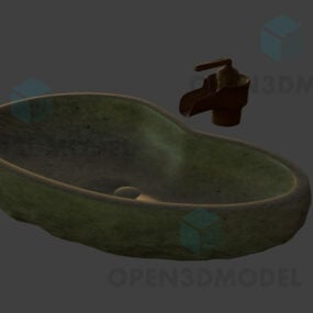 Stone Sink With Faucet 3d model