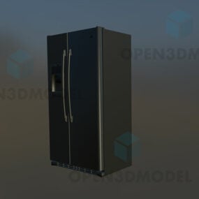 3д модель кухонного оборудования черного холодильника с морозильной камерой