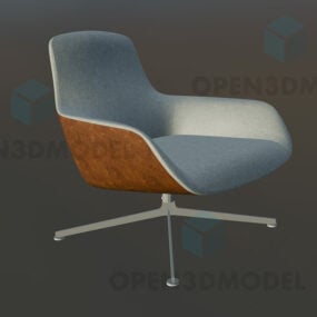 Chaise pivotante avec dossier en bois, chaise de bureau modèle 3D