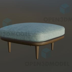 Tapicerowany stołek z drewnianą ramą Model 3D