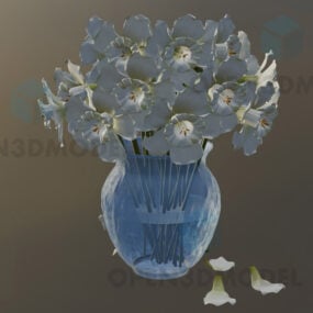 Kristallen vaas bloemen 3D-model