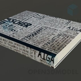 كتاب مع الطباعة على الغلاف نموذج ثلاثي الأبعاد