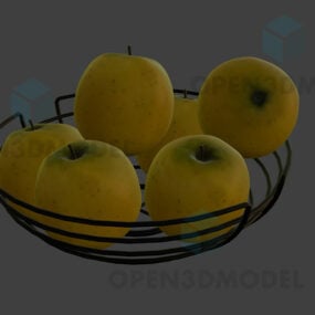 3д модель желтых яблок с фруктами на миске
