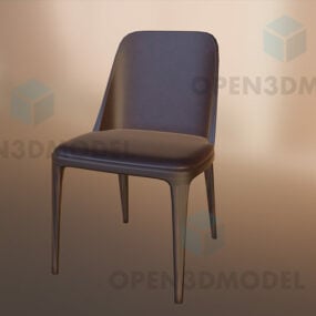 Brun læderstol, spisestuestol 3d model