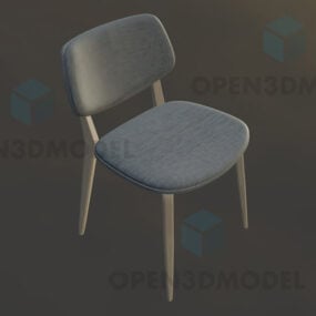 صندلی ساده با چرم نازک روی صندلی و پشت مدل سه بعدی