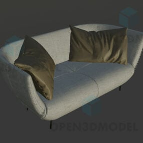 Μοντέρνος καναπές σαλονιού με δύο μαξιλάρια τρισδιάστατο μοντέλο