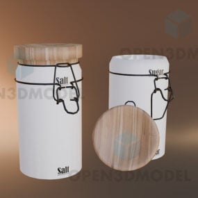 Kitchen Jar Bottles, Wooden Cap 3d model