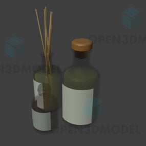 玻璃罐木帽带筷子和3d模型