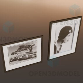 벽에 걸려있는 그림 프레임 3d 모델