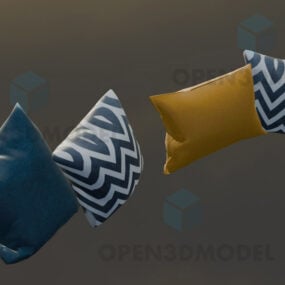 Pillows In Colorful Textiles Set 3d model