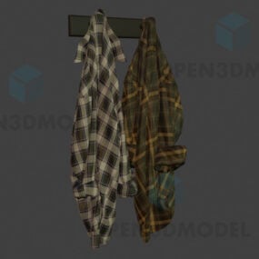 Couple Of Shirts Hanging On Rack 3d model