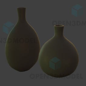 Zwei schwarze Vasen, dekoratives 3D-Modell