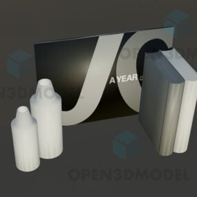 Porslinsvas med bokstapel 3d-modell