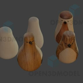 Tác phẩm nghệ thuật Chim gỗ, mô hình bowling 3d