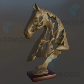 Model 3d Dekorasi Patung Kuda Emas