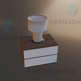 Cylinder Lamp On Drawer Nightstand 3d model