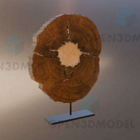 Geschirr-Kunstwerk, Stück Holz auf Metallständer, 3D-Modell