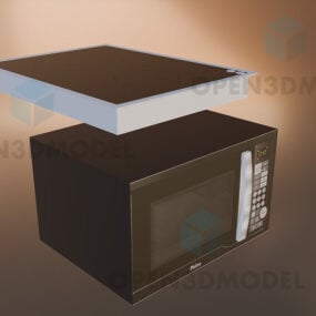 스토브 세트가있는 주방 전자 레인지 3d 모델