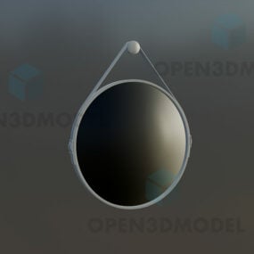 Espejo circular, borde de cuero modelo 3d