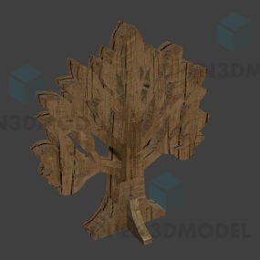أدوات المائدة عمل فني شكل شجرة مادة خشبية نموذج ثلاثي الأبعاد