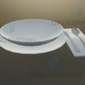 Schotelbord, vork en messenset 3D-model