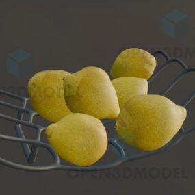 Set Of Lemon Fruit On Basket 3d model