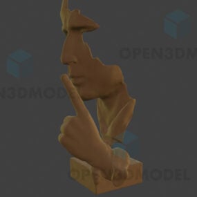 Patung Silent Man Art Model Bahan Kayu 3d