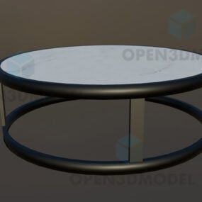 Round Table With Marble Top Metal Base 3d model
