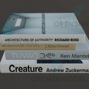 Tre bøger stablet 3d-model