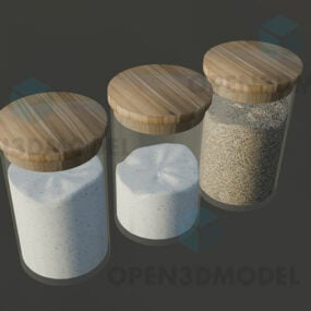 Tarro de sal con tapas de madera modelo 3d