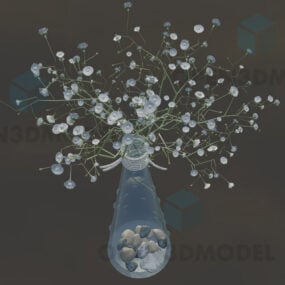 Glasvase med lille blomst 3d-model