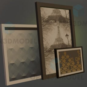 Tre innrammede bilder 3d-modell i forskjellige størrelser