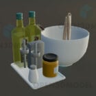 Schüssel mit Löffel, Küchenglas-Flaschen-Set