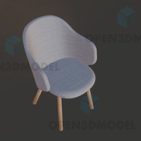 Modern White Chair With Thin Pad Seat 3d model