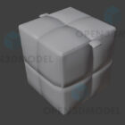 White Leather Cube Stool Tufted Style