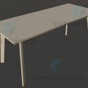 White Ash Wood Table With Cylinder Legs 3d model