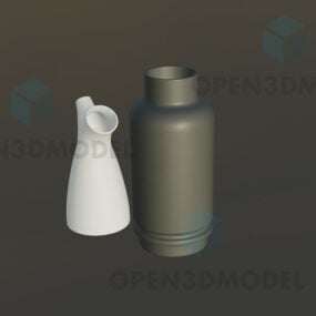 White Vase, Black Bottle, Bathroom Set 3d model