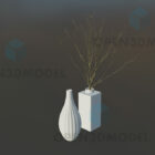 Bílá Keramika Váza S Suché Rostliny