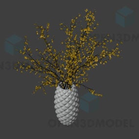 Vaso reticolare con fiore giallo modello 3d
