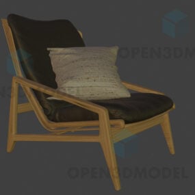Sillón relax de madera con almohada modelo 3d