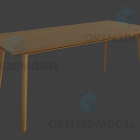 Drewniany stół ze szklanym blatem Model 3D