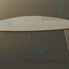 Table ovale en bois, table moderniste modèle 3D