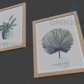 Pictures Photo Wood Frame Hanging On Wall 3d model