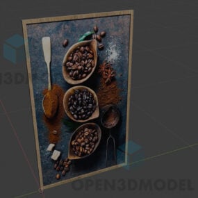 Restaurant Board Bowls And Spoons Photo 3d model